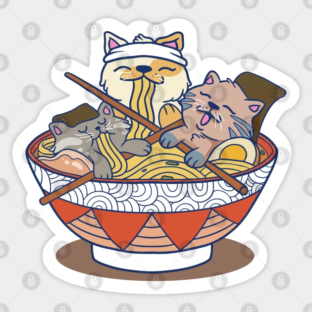 Ramen and Cats Sticker by Photomisak72